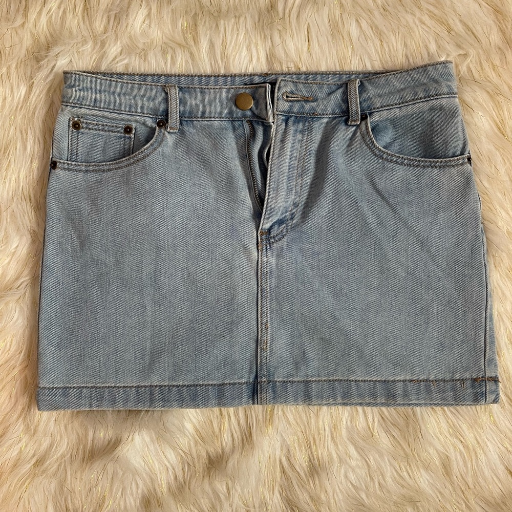 F21 Light Blue Denim Mini Skirt